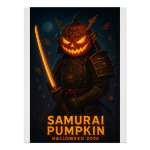 Pôster Samurai Pumpkin Halloween 2025