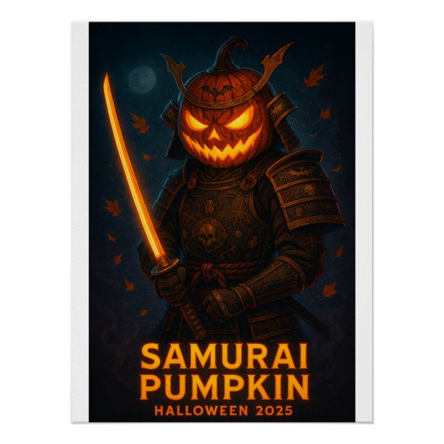Pôster Samurai Pumpkin Halloween 2025 (Frente)