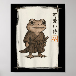 Poster Samurai Sapo de Arte Japonesa Animes Engraçados Mu