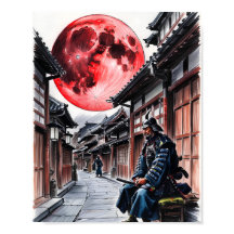 Pôster Samurai Sob a Lua de Sangue