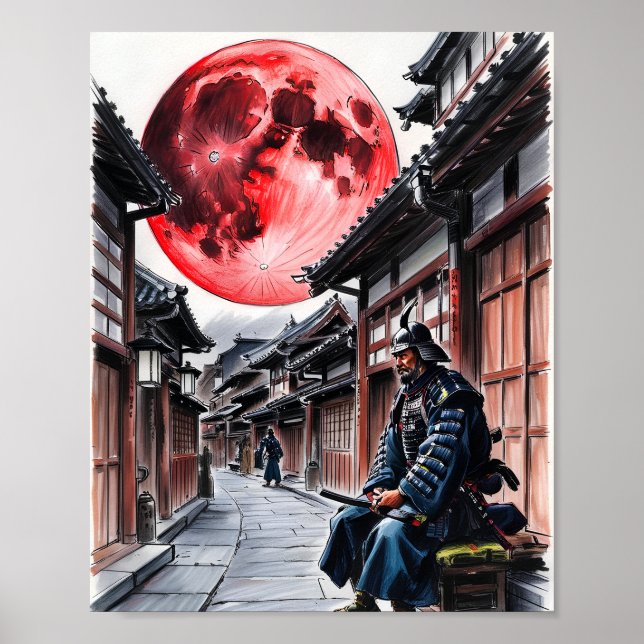 Pôster Samurai Sob a Lua de Sangue (Frente)