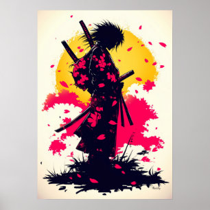 Poster Samurai Solitário entre Sakura Caindo