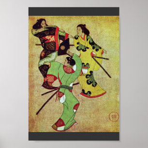 Pôster Samurai três de dança por Katsushige Iwasa (o