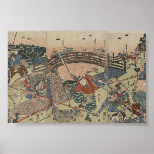 Pôster Samurai usando Duas Espadas por volta de 1810