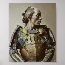 Poster Samurai Vintage Japonês - Foto Mão Colorido