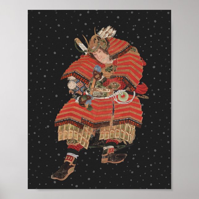 Poster Samurai Warrior Vintage Art Japonês (Frente)