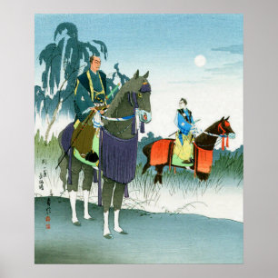 Poster Samurais a Cavalo Hasegawa Sadanobu III 1950s