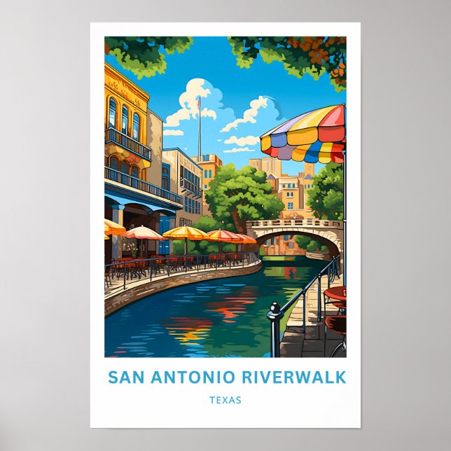 Poster San Antonio Riverwalk Viagem do Texas (Frente)