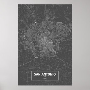 Poster San Antonio, Texas (branco no preto)
