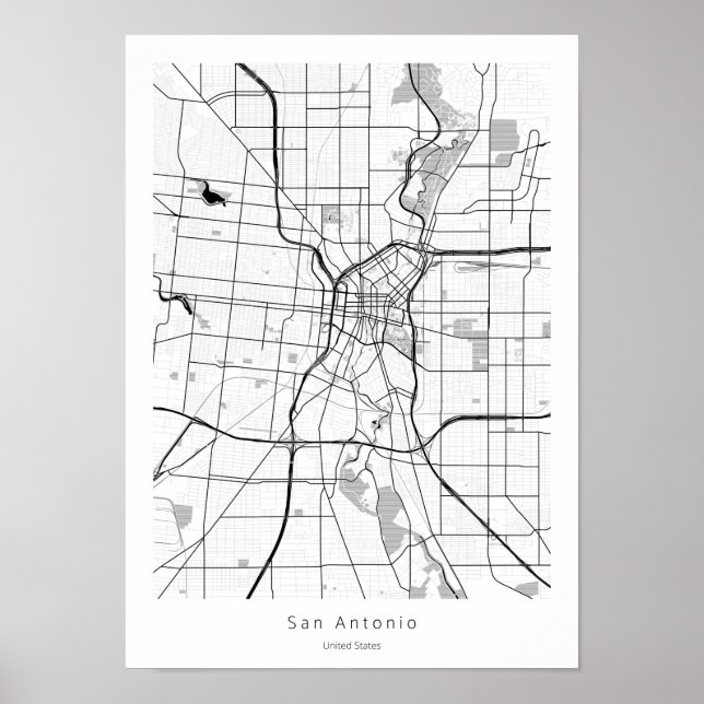 Poster San Antonio Texas Minimal Modern Street City Map (Frente)
