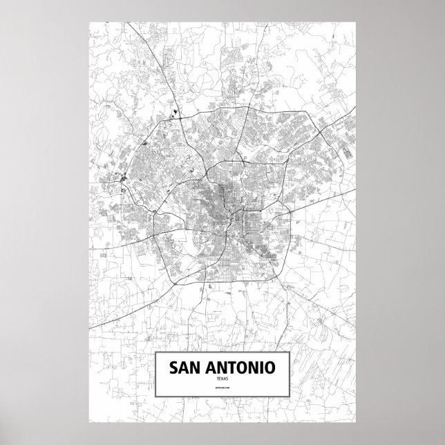 Pôster San Antonio, Texas (preto no branco) (Frente)