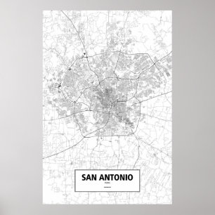 Pôster San Antonio, Texas (preto no branco)