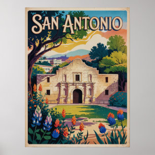 Poster San Antonio Texas Retro - Design de Vintage