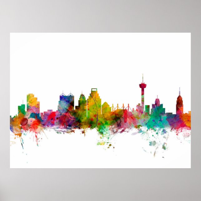 Poster San Antonio Texas Skyline (Frente)