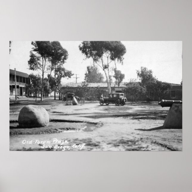 Pôster San Diego, CA Old Town Plaza Ver Fotografia (Frente)