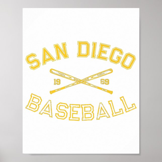 Poster San Diego California Baseball Fan Retro Vi (Frente)
