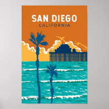 San Diego California Viagem Art Vintage