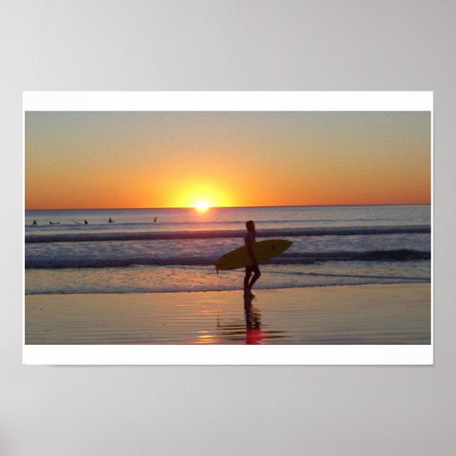 Pôster San Diego Sunset com Surfer (Frente)