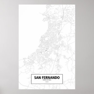 Poster San Fernando, Trinidad e Tobago (preto em branco)