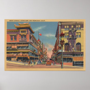 Pôster San Francisco, avenida de CAGrant em Chinatown