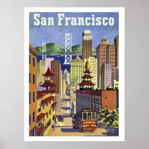 Poster San Francisco, bonde, rua urbana da cidade,