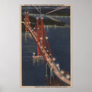 Poster San Francisco, CA - opinião da noite do Golden