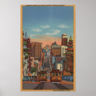 Pôster San Francisco, CA - teleféricos que vão acima