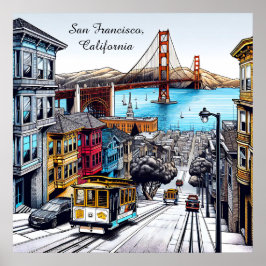 Poster San Francisco, California Quic Book Style Art