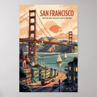 San Francisco California Skyline Viagem Art Retro
