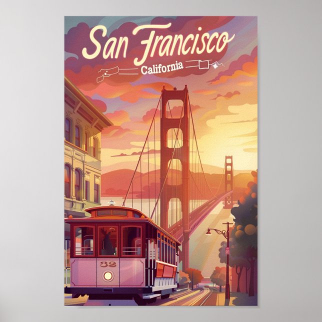 Poster San Francisco California Viagens vintage Place (Frente)