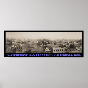 Poster San Francisco Foggy Waterfront Panorama cerca de 1