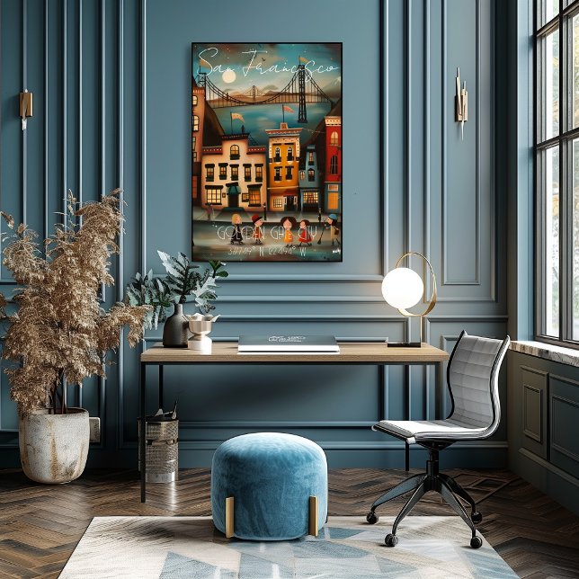 Pôster San Francisco: Golden Gate City - Whimsical Art (Criador carregado)