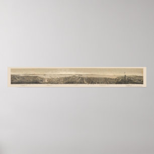 Pôster San Francisco, mapa panorâmico de CA - 1862