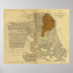 Pôster San Francisco queimou a área, 1906