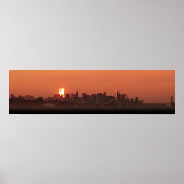 Poster San Francisco Skyline / Bay Bridge Sunset Panorama (Frente)