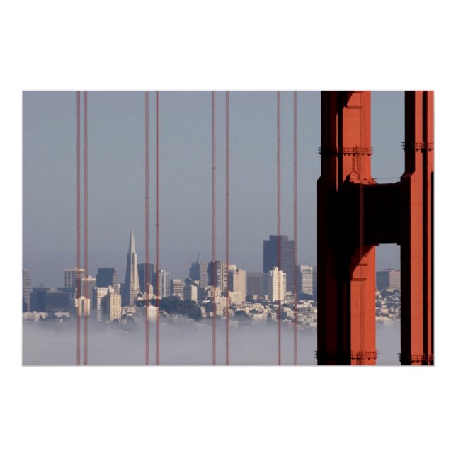 Pôster San Francisco Skyline, da ponte Ouro Gate. (Frente)