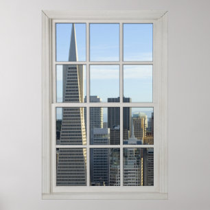 Poster San Francisco Skyline Faux - Falso Janela Branca