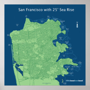Poster San Francisco Streets with 25ft Sea Level Rise