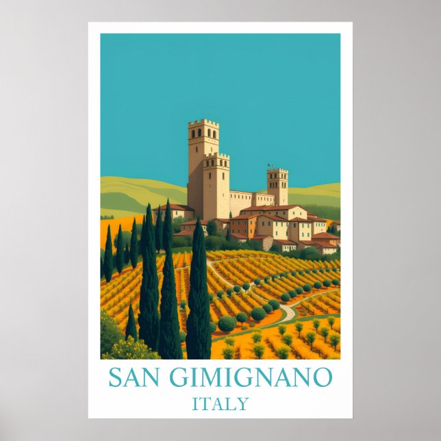 Poster San Gimignano Italy Vintage Travel Art (Frente)