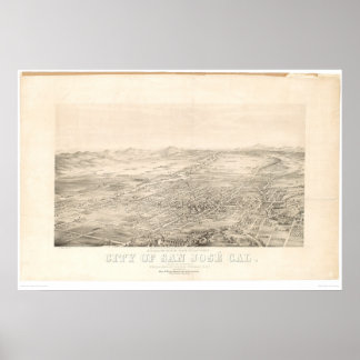 Poster San Jose, CA. Mapa Panorâmico 1869 (1559A)