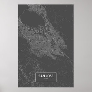 Pôster San Jose, Califórnia (branca no preto)