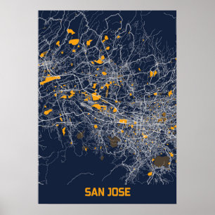 Poster San Jose - Mapa da Cidade Bluefresh na Califórnia