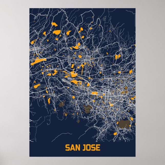 Poster San Jose - Mapa da Cidade Bluefresh na Califórnia (Frente)
