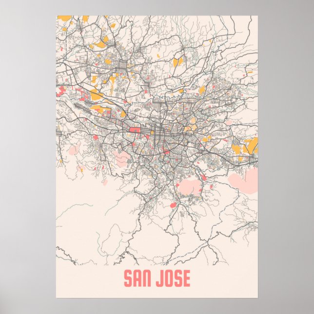 Poster San Jose - Mapa da cidade do giz da Califórnia (Frente)