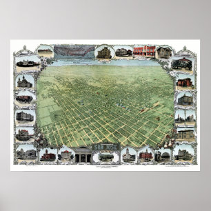 Poster San Jose, mapa panorâmico de CA - 1901