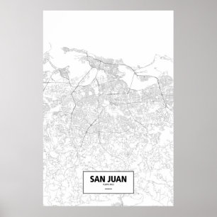 Poster San Juan, Porto Rico (preto em branco)