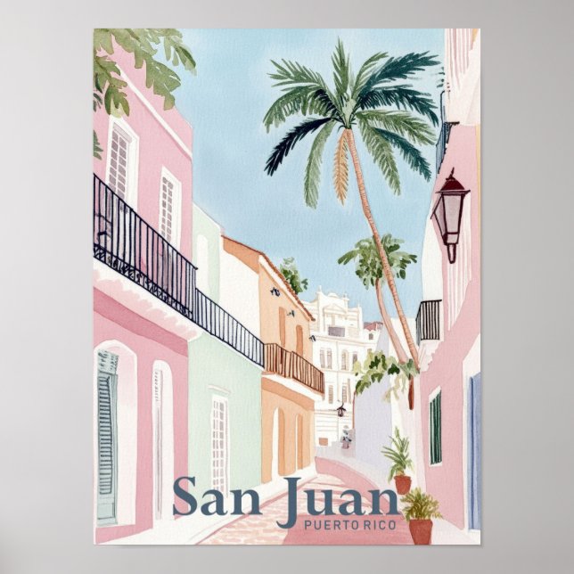 Poster San Juan Porto Rico Watercolor Viagem (Frente)