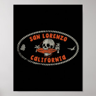 Poster San Lorenzo Califórnia Ca Retro Surfer Frente E C