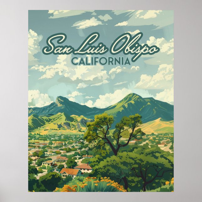 Poster San Luis Obispo SLO Retro Costa Central da Califór (Frente)
