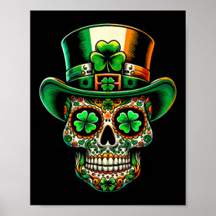 Poster San Patties Irlandês Açúcar Caveira Dia Dos Mortos